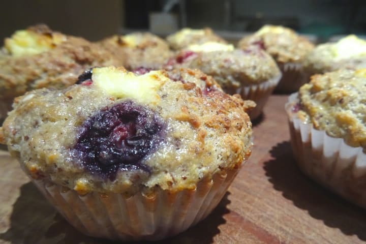 berry ricotta protein muffins